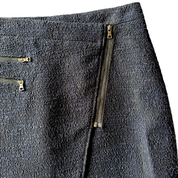 BCBG Maxazria Lizzy Black and Midnight Blue Combo Faux Wrap Textured Mini Skirt - Picture 6 of 16